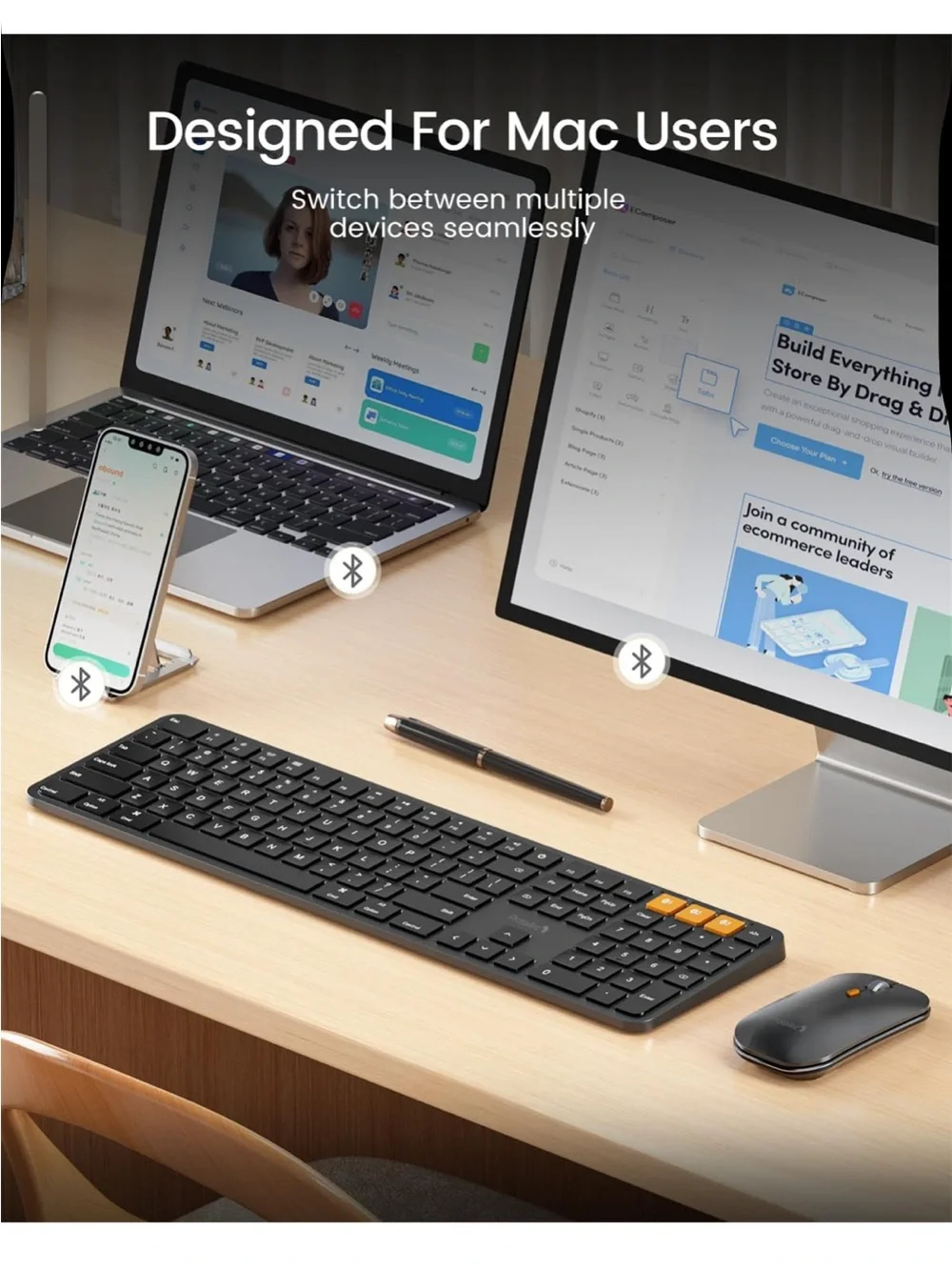 KM100-A Wireless Keyboard and Mouse Combo in Black